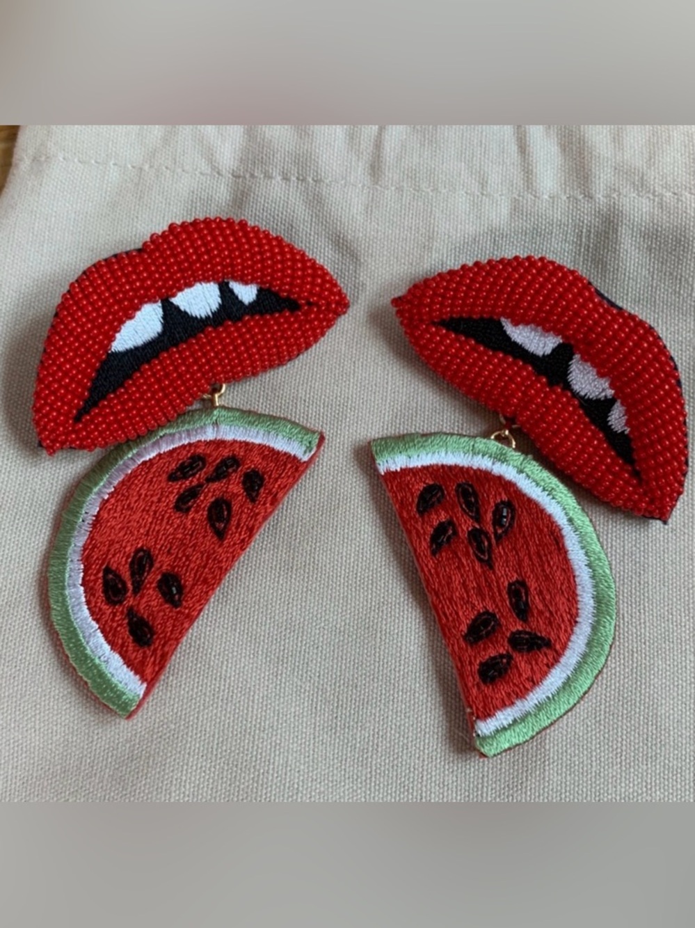 Mignonne Gavigan Red and Green Watermelon Earrings - Picture 9 of 9
